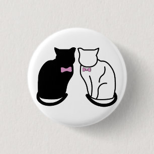 Black and White Cat Button