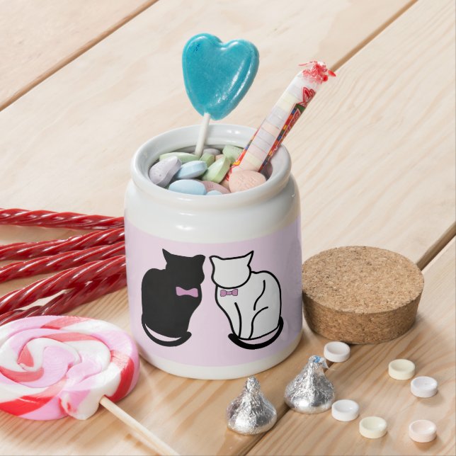 Black and White Cat Candy Jar (In Situ)