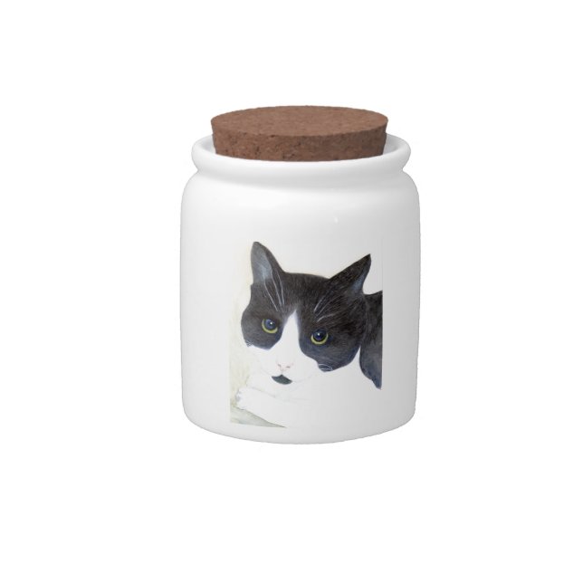 Black and White Cat Candy Jar (Front)