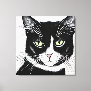 Black and White Cat Canvas Print