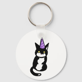 Black and White Cat Celebration Keyring
