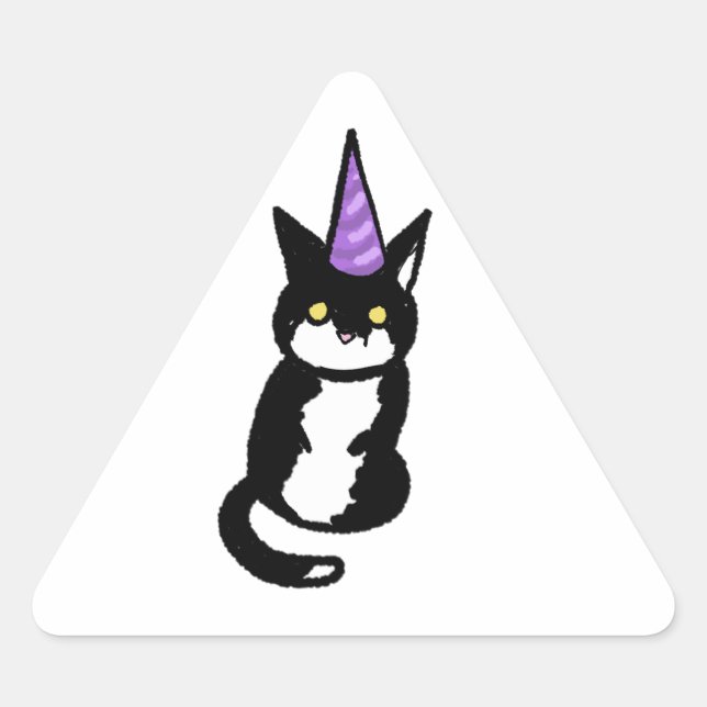 Black and White Cat Celebration Sticker (Front)