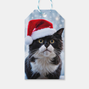 Black and white cat Christmas Gift Tags