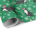 Black and White Cat Christmas pattern Wrapping Paper<br><div class="desc">cat christmas wrapping paper</div>