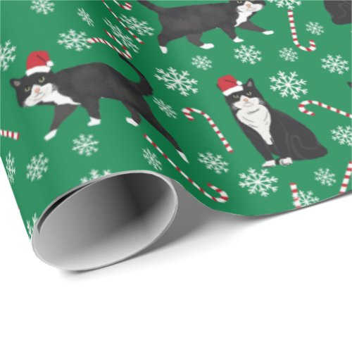 Black and White Cat Christmas pattern Wrapping Paper