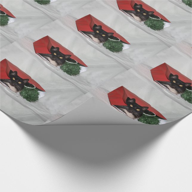 Black and white cat Christmas Wrapping Paper (Corner)