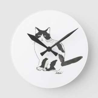 Black and White Cat Clock