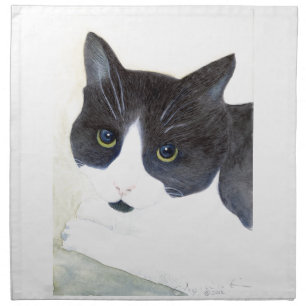 Black and White Cat Cloth Napkin