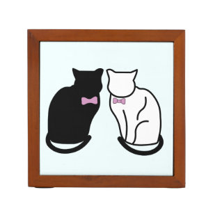 Black and White Cat Desk Organizer