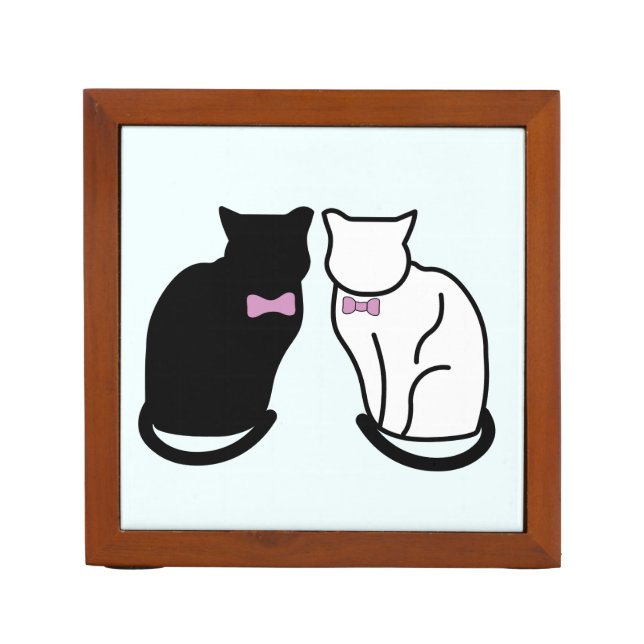 Black and White Cat Desk Organizer (Front)