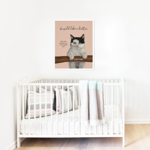 Black and White Cat Digital Painting Nursery Decor
