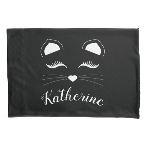 Black and White Cat Face Pillowcase