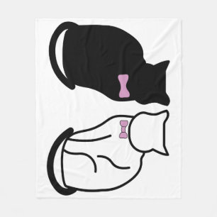 Black and White Cat Fleece Blanket
