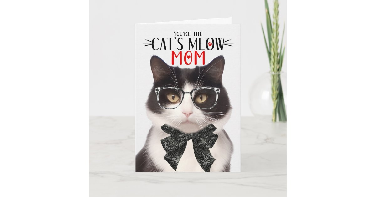 Black and White Cat for Pet Mom on Mother's Day Holiday Card | Zazzle