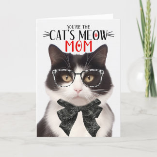 Black and White Cat for Pet Mom on Mother's Day Holiday Card