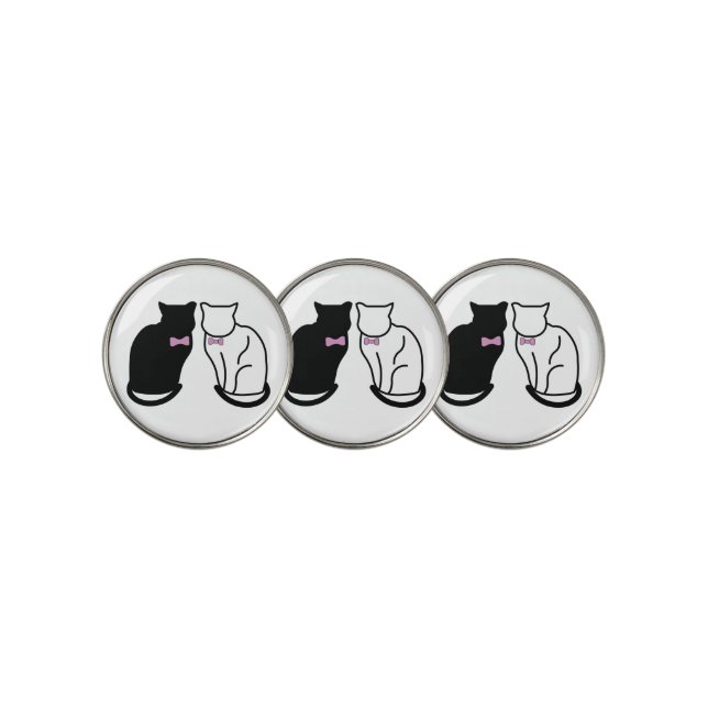 Black and White Cat Golf Ball Marker (3 Up)