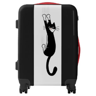 Black and White Cat Hanging On Funny Tuxedo Cat Luggage