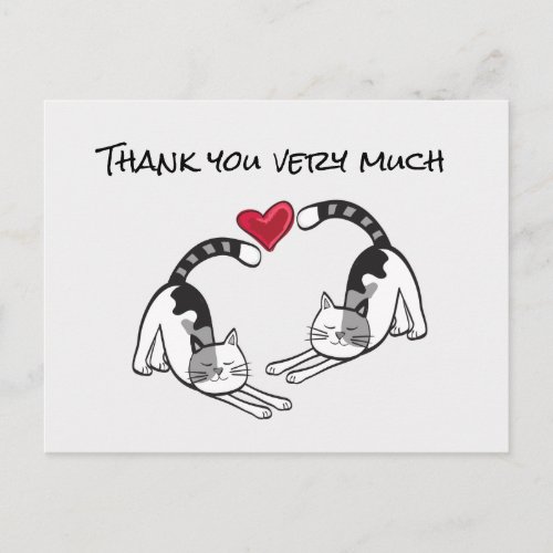 Black and White Cat in love Thank you very much Postcard