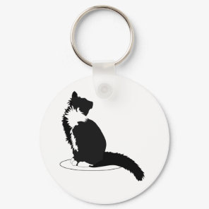 Black and white cat keychain