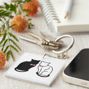 Black and White Cat Keychain