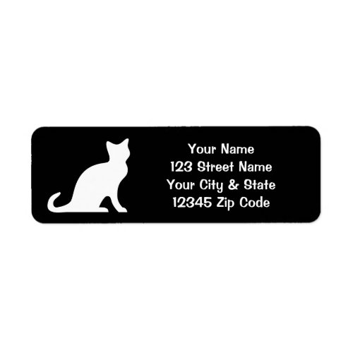 Black and white cat labels with custom address