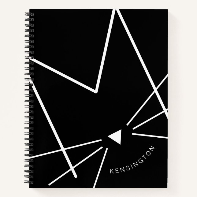 Black and White Cat Letter M Monogram Personalized Notebook (Front)