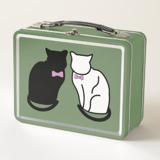 Black and White Cat Metal Lunchbox