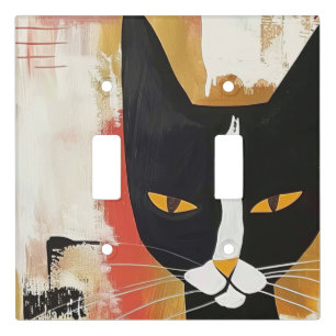 Black and White Cat Modern Light Switch Cover