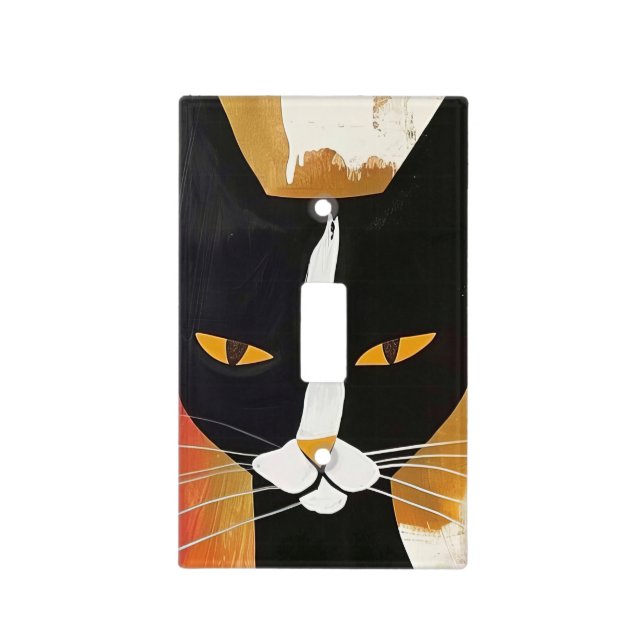 Black and White Cat Modern Light Switch Cover (Front)