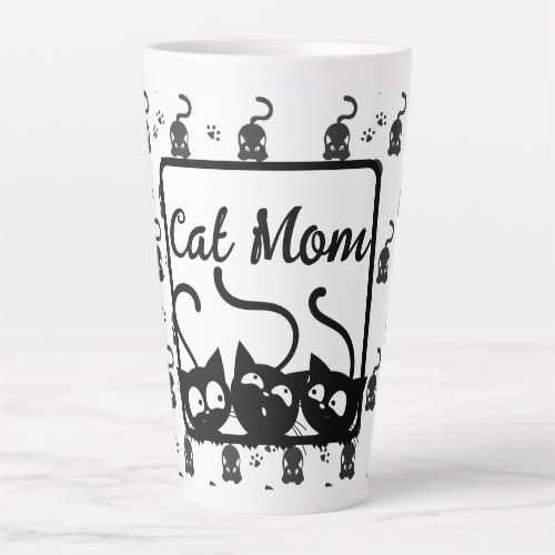 Black And White Cat Mom Latte Mug