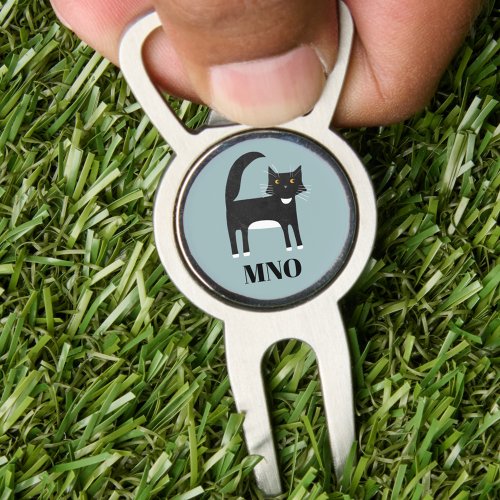 Black and White Cat Monogram Divot Tool