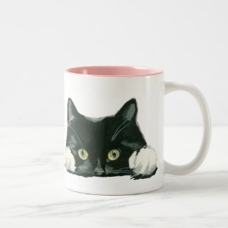 black and white cat mug funny cat lover