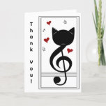 Black And White Cat Music Note Teacher Thank You