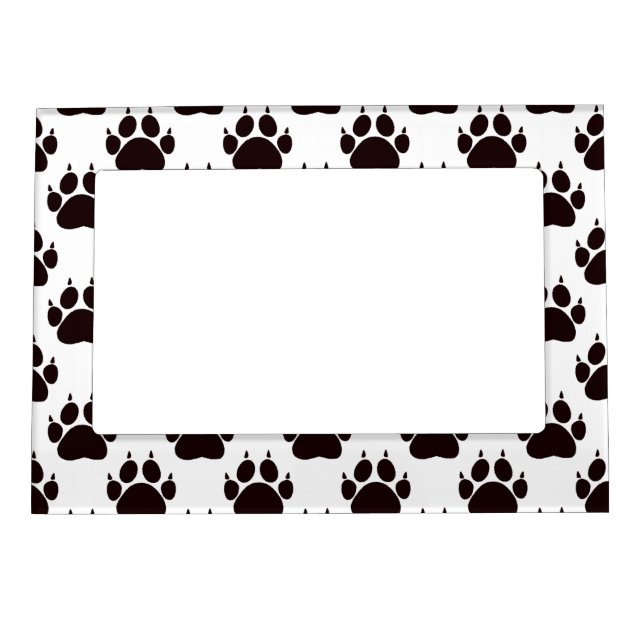 Black And White Cat Paw Prints Magnetic Frame (Front)