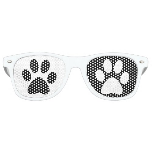 Black and White Cat Paw Retro Sunglasses