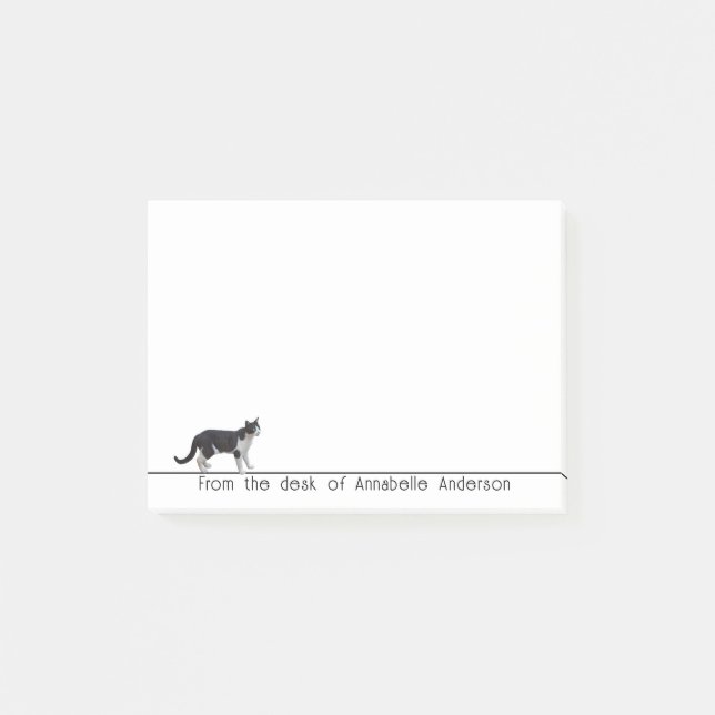 Black and White Cat Personalize Notes (Front)