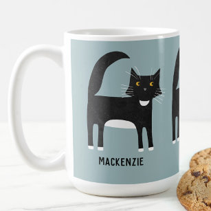 Black and White Cat Personalized Coffee Mug