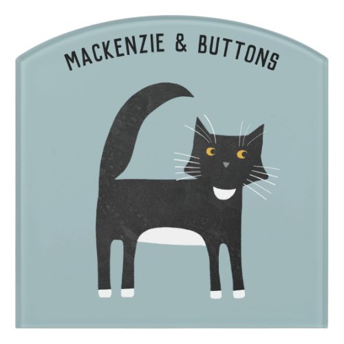 Black and White Cat Personalized Door Sign