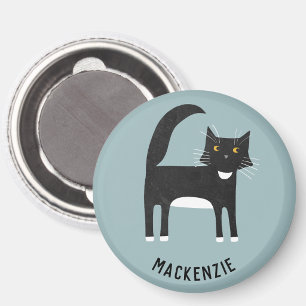 Black and White Cat Personalized Magnet