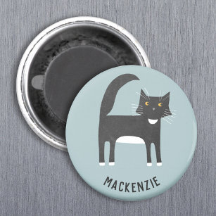Black and White Cat Personalized Magnet