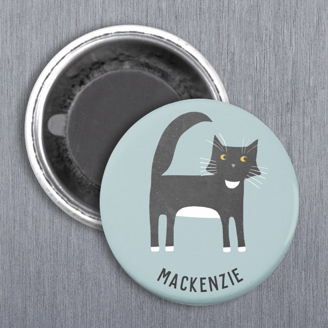 Black and White Cat Personalized Magnet (Creator Uploaded)