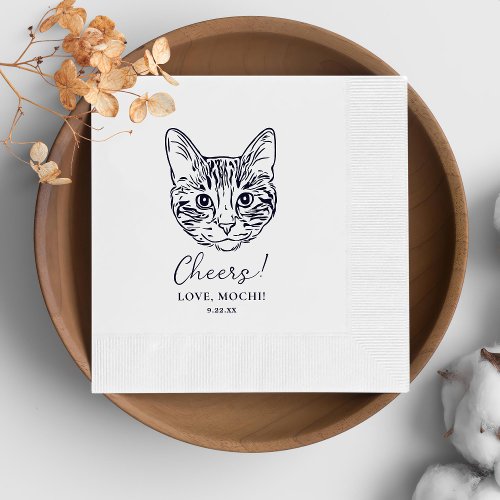 Black and White Cat Personalized Wedding Napkins