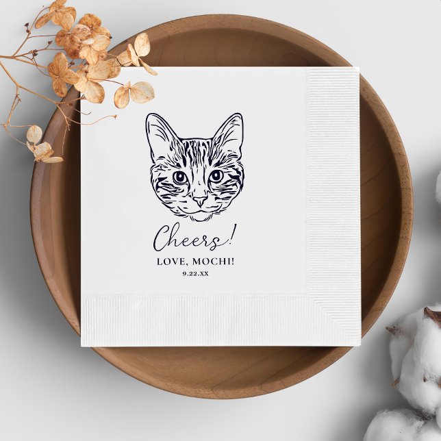 Black and White Cat Personalized Wedding Napkins (Creator Uploaded)