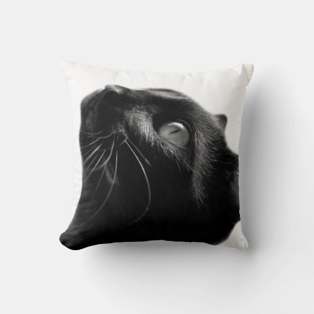 Black and white cat pet animal cute photo throw pillow (Front)