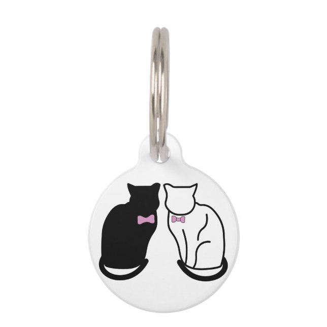 Black and White Cat Pet ID Tag (Front)