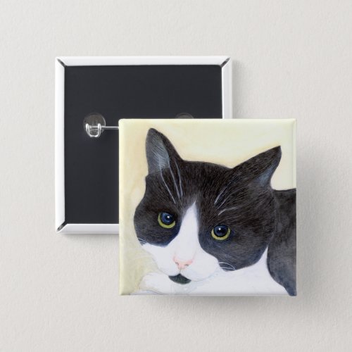 Black and White Cat Pinback Button
