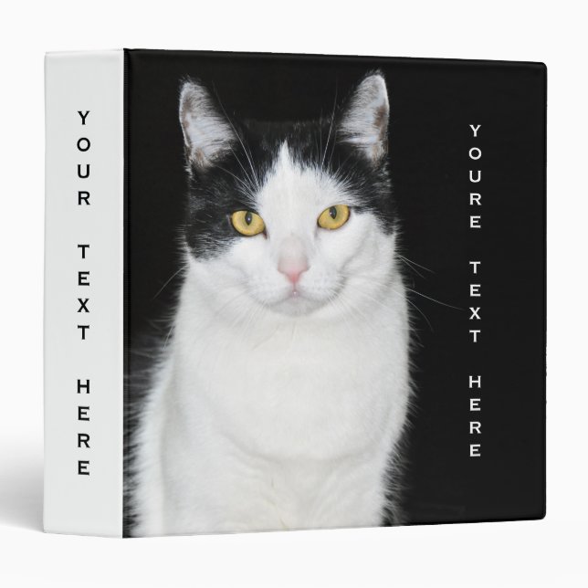 Black and White Cat Portrait 3 Ring Binder (Front/Spine)