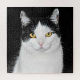 Black and White Cat Portrait Jigsaw Puzzle