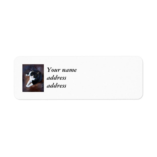 Black and White Cat Portrait Label (Front)