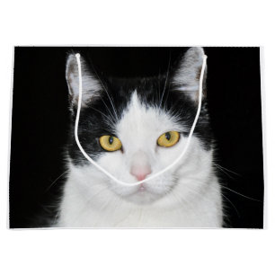 Black and White Cat Portrait Large Gift Bag
